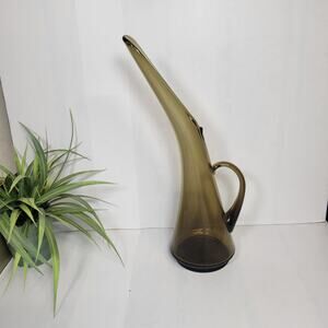Mid Century Modern Art Glass Kanawha Ewer Vase Smoke Stress Pitcher
